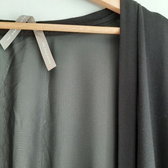 PENNINGTONS | Mixed Media Open Front Sheer Back Cardigan Black Neutral Sz 3X - Picture 5 of 14